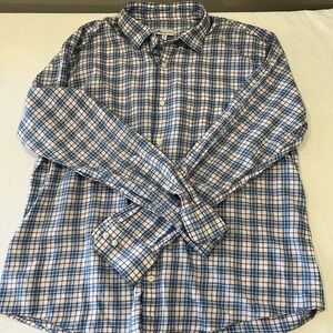 Peter Millar Men's Long Sleeve Button-Up Shirt Size XL Blue Plaid